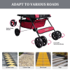 GOOPAWS 4-Wheel Promenade Pet Stroller for Dogs Cats, Safe Brake Wheels Foldable Jogging Stroller with Cup Holder, Storage Basket, Pad, Seat Belt