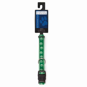 CC TwoTone Pawprint Collar 14-20In Grn